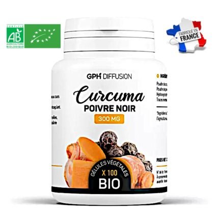 Curcuma Bio & Poivre Noir – Articulations & Inflammation – 100 Gélules
